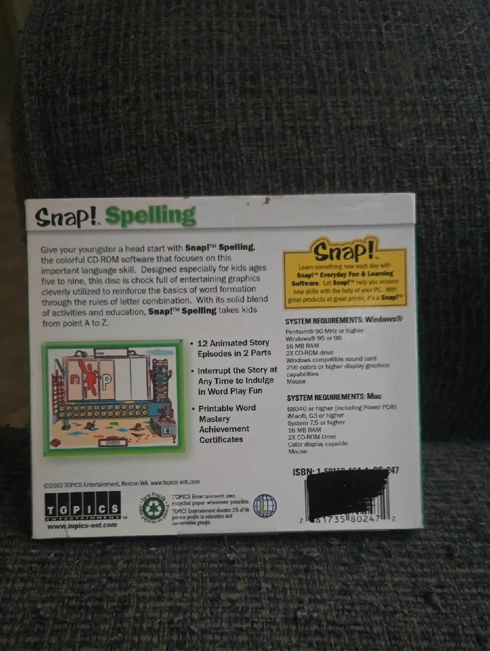 Snap! Spelling Computer CD-Rom